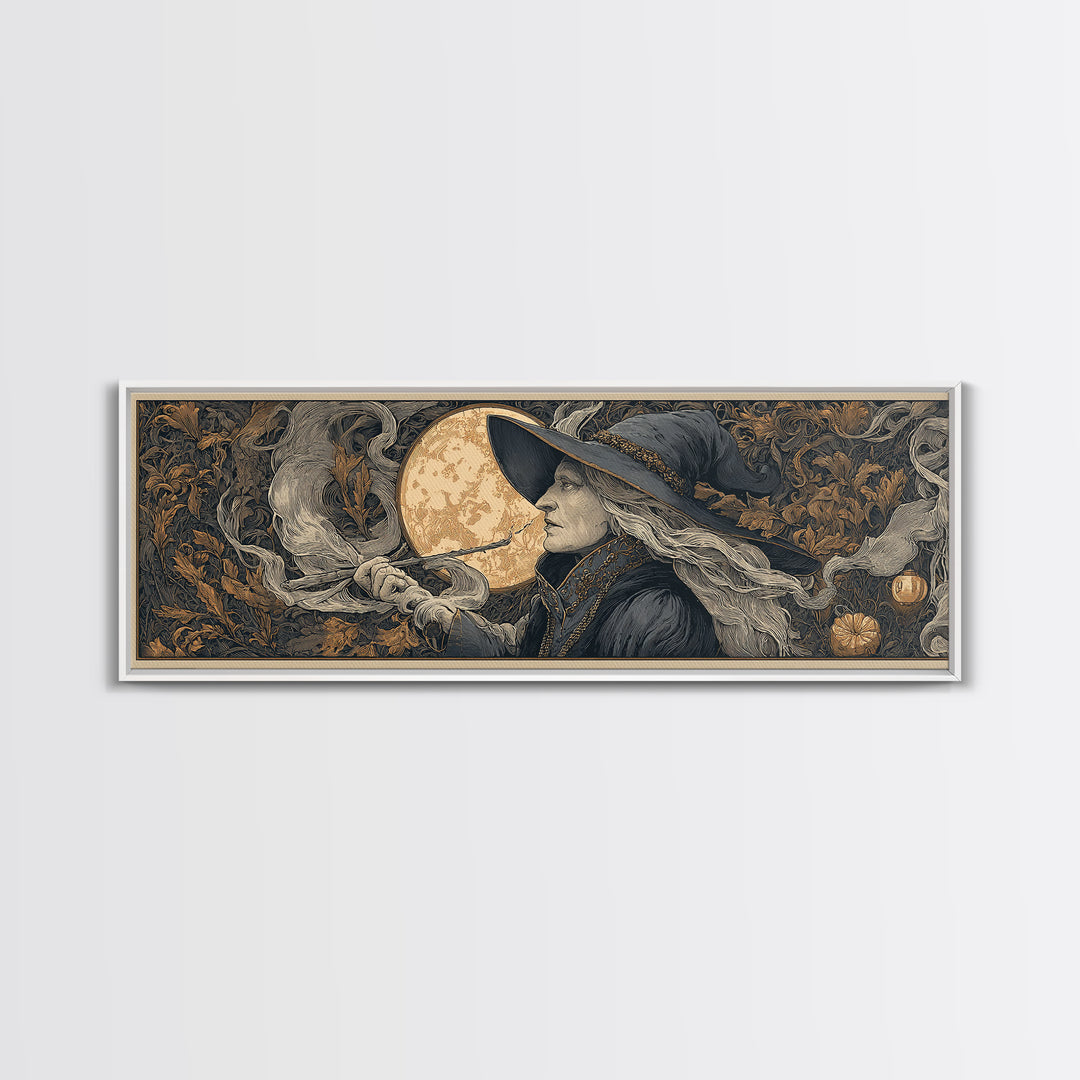 Art Nouveau Witchcraft, Extra Wide Wall Art, Spooky Home Decor, Canvas Print, Halloween Wall Decor, Gothic Home Decor, Seasonal Home Decor