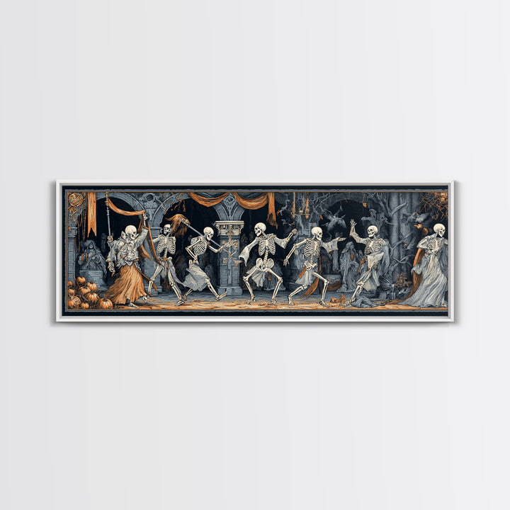 Medieval Danse Macabre, Extra Wide Wall Art, Spooky Home Decor, Canvas Print, Halloween Wall Decor, Gothic Home Decor