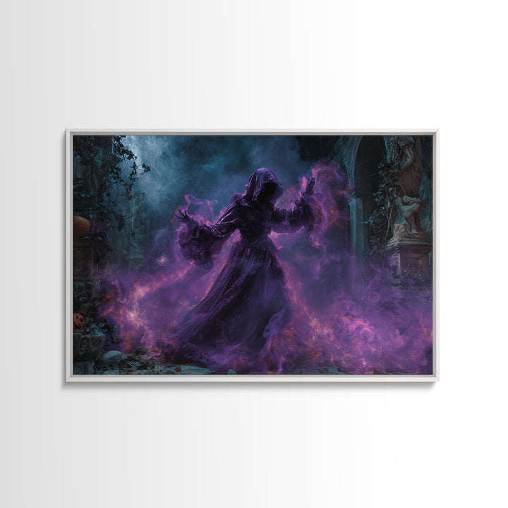 1980s Neon Horror, Landscape Wall Art, Dark Fantasy Wall Art, Canvas Print, Halloween Wall Decor, Gothic Home Decor, Macabre Wall Art
