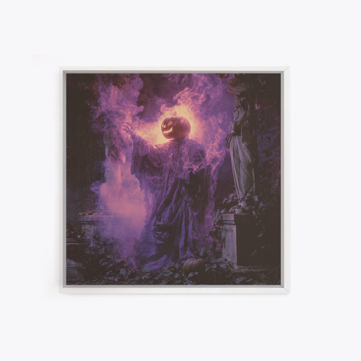 1980s Neon Horror, Square Wall Art, Dark Fantasy Wall Art, Canvas Print, Halloween Wall Decor, Gothic Home Decor, Collectible Wall Decor
