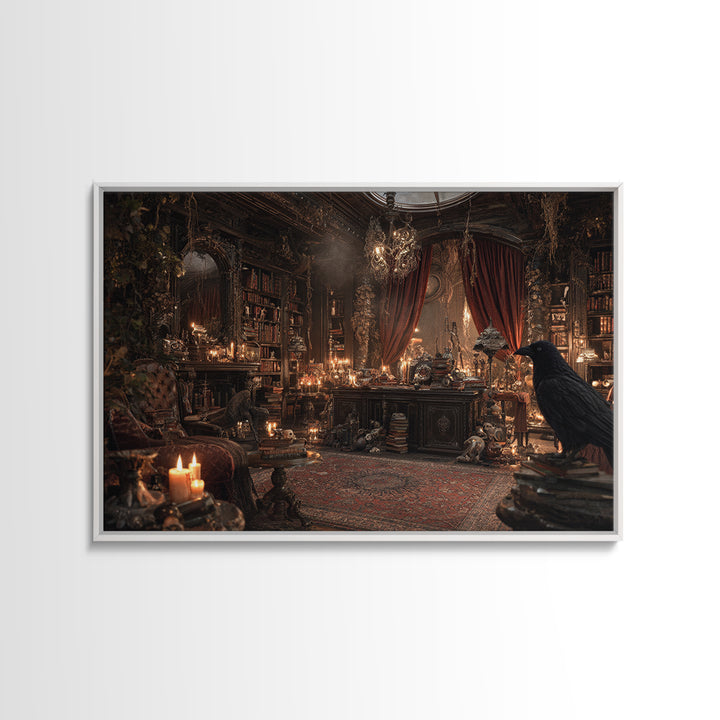 Dark Academia Halloween, Landscape Wall Art, Haunted Gothic Art, Framed Canvas Print, Halloween Wall Decor, Gothic Home Decor