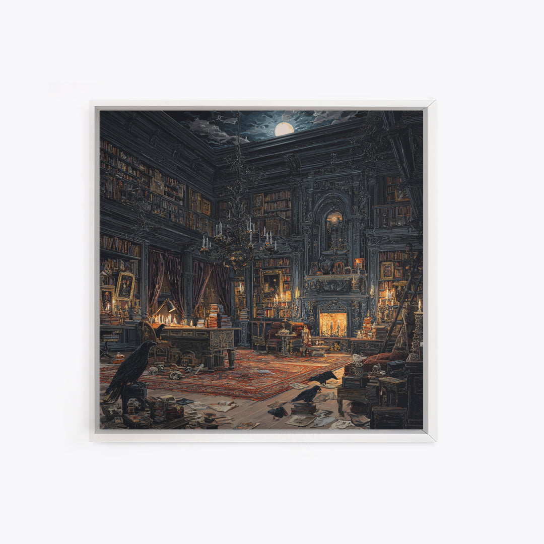 Dark Academia Halloween, Square Wall Art, Dark Halloween Decor, Canvas Print, Halloween Wall Decor, Gothic Home Decor, Statement Wall Art