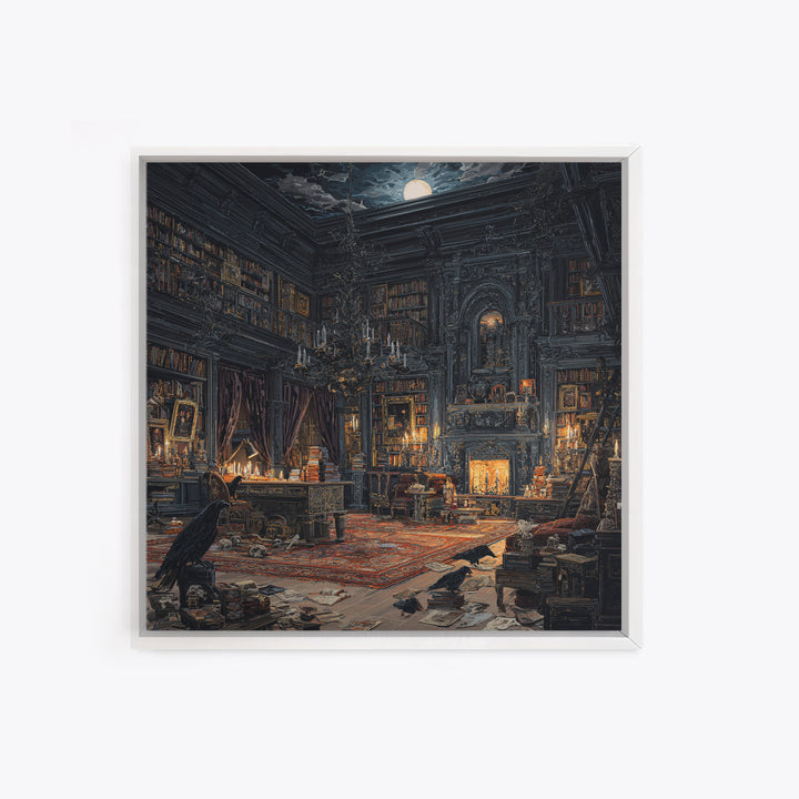 Dark Academia Halloween, Square Wall Art, Dark Halloween Decor, Canvas Print, Halloween Wall Decor, Gothic Home Decor, Statement Wall Art