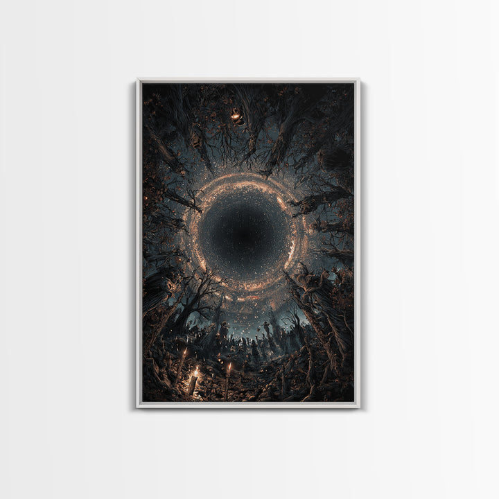 Celestial Witchcraft, Vertical Wall Art, Haunted Gothic Art, Framed Canvas Print, Halloween Wall Decor, Gothic Home Decor, Horror Wall Art