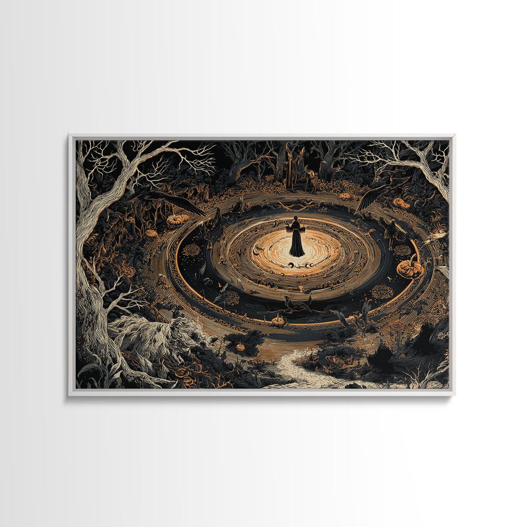 Celestial Witchcraft, Landscape Wall Art, Macabre Wall Art, Framed Canvas Print, Halloween Wall Decor, Gothic Home Decor, Halloween Decor