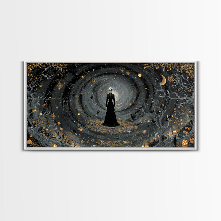 Celestial Witchcraft, Wide Panoramic Art, Dark Halloween Decor, Canvas Print, Halloween Wall Decor, Gothic Home Decor, Halloween Wall Art