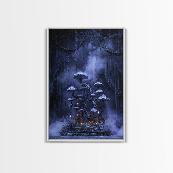 Enchanted Woodland Halloween, Vertical Wall Art, Dark Fantasy Wall Art, Canvas Print, Halloween Wall Decor, Gothic Home Decor