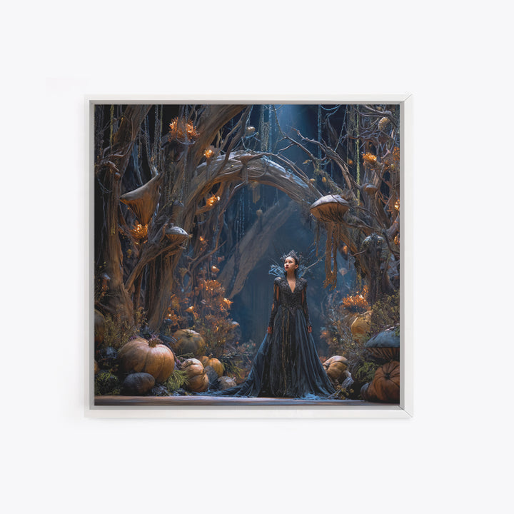 Enchanted Woodland Halloween, Square Wall Art, Dark Halloween Decor, Canvas Print, Halloween Wall Decor, Gothic Home Decor