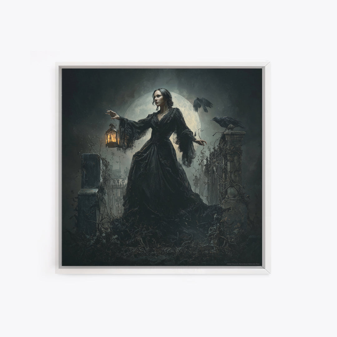Gothic Romance, Square Wall Art, Macabre Wall Art, Framed Canvas Print, Halloween Wall Decor, Gothic Home Decor, Seasonal Home Decor