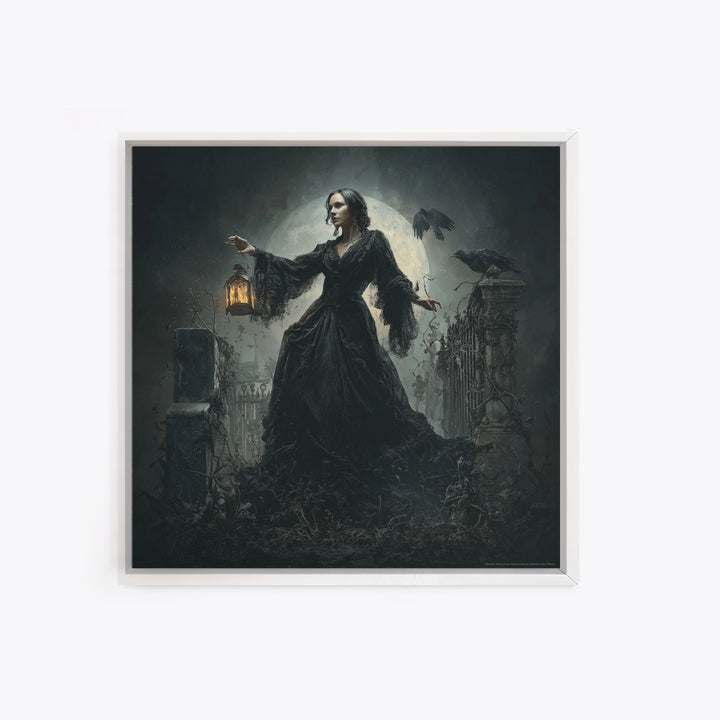 Gothic Romance, Square Wall Art, Macabre Wall Art, Framed Canvas Print, Halloween Wall Decor, Gothic Home Decor, Seasonal Home Decor