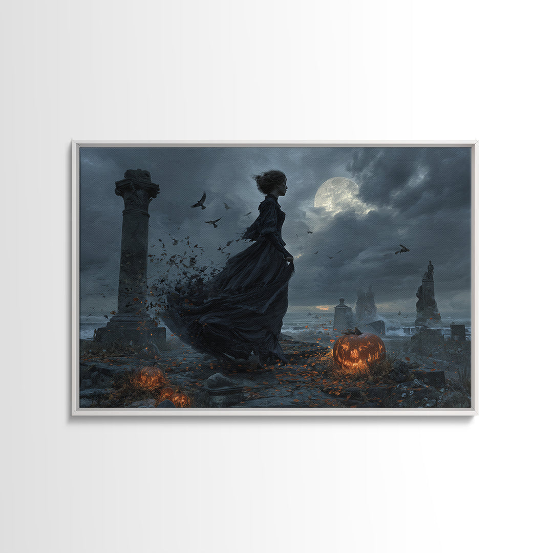 Haunted Seaside Halloween, Landscape Wall Art, Dark Fantasy Wall Art, Canvas Print, Halloween Wall Decor, Gothic Home Decor