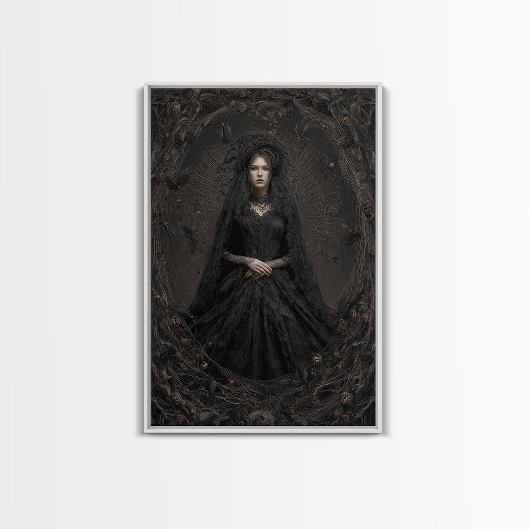 Black Lace And Cobwebs, Vertical Wall Art, Spooky Home Decor, Canvas Print, Halloween Wall Decor, Gothic Home Decor, Halloween Decor