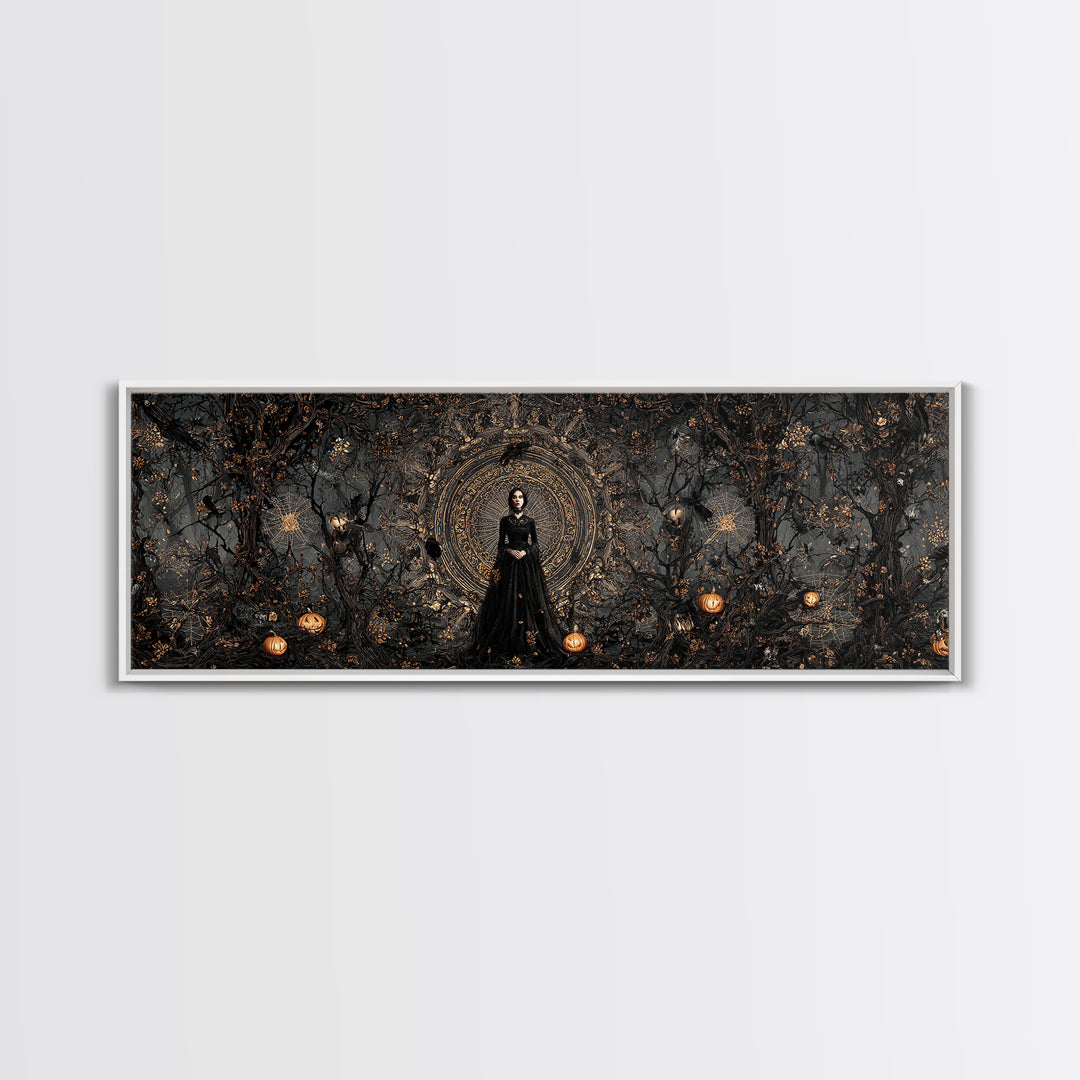 Black Lace And Cobwebs, Extra Wide Wall Art, Spooky Home Decor, Canvas Print, Halloween Wall Decor, Gothic Home Decor, Seasonal Home Decor
