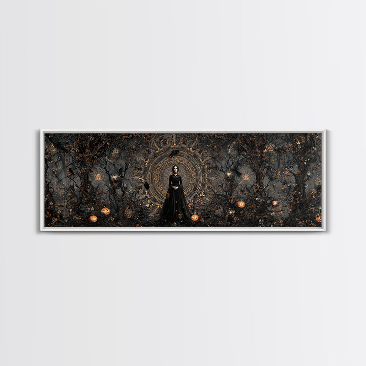 Black Lace And Cobwebs, Extra Wide Wall Art, Spooky Home Decor, Canvas Print, Halloween Wall Decor, Gothic Home Decor, Seasonal Home Decor