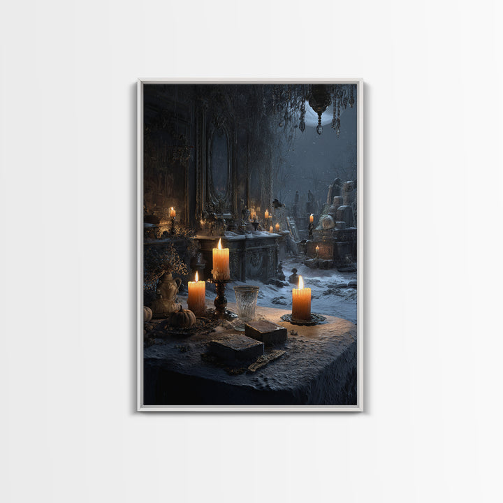 Frozen Halloween, Vertical Wall Art, Gothic Horror Wall Art, Framed Canvas Print, Halloween Wall Decor, Gothic Home Decor, Macabre Wall Art