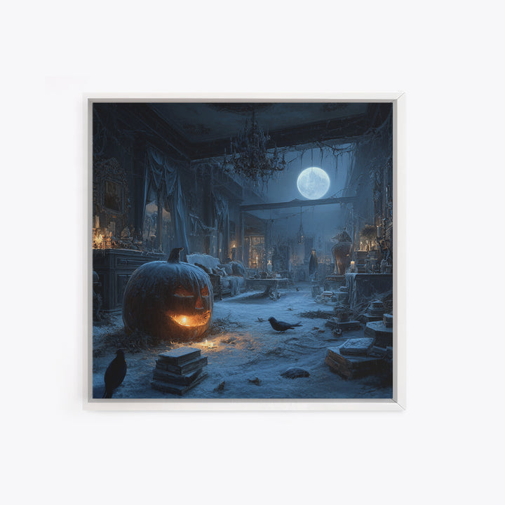 Frozen Halloween, Square Wall Art, Haunted Gothic Art, Framed Canvas Print, Halloween Wall Decor, Gothic Home Decor, Seasonal Home Decor