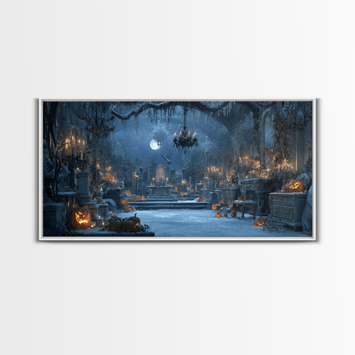Frozen Halloween, Wide Panoramic Art, Spooky Home Decor, Canvas Print, Halloween Wall Decor, Gothic Home Decor, Macabre Wall Art