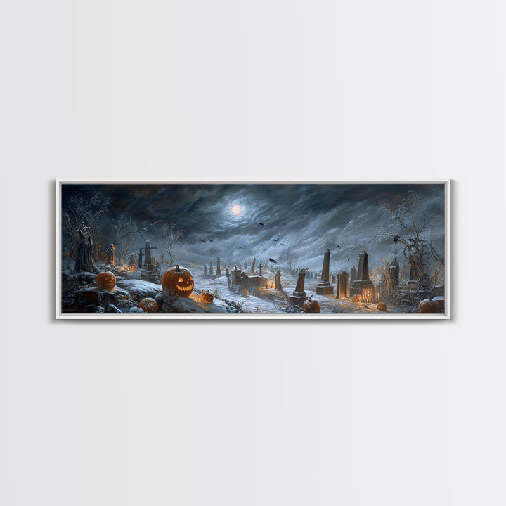 Frozen Halloween, Extra Wide Wall Art, Macabre Wall Art, Framed Canvas Print, Halloween Wall Decor, Gothic Home Decor, Halloween Wall Art