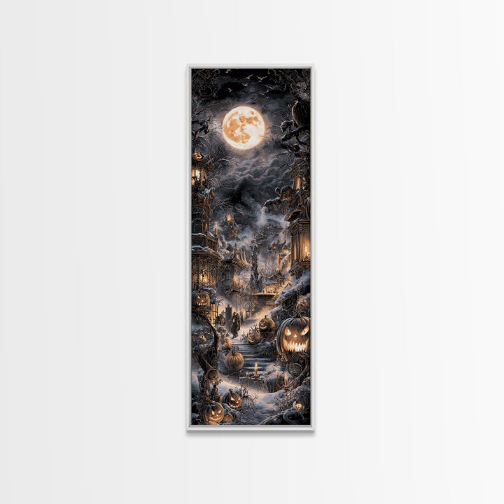 Frozen Halloween, Tall Narrow Wall Art, Spooky Home Decor, Canvas Print, Halloween Wall Decor, Gothic Home Decor, Halloween Wall Art