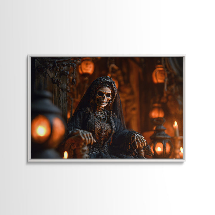 The Necromancer Queen, Landscape Wall Art, Haunted Gothic Art, Framed Canvas Print, Halloween Wall Decor, Gothic Home Decor, Halloween Decor