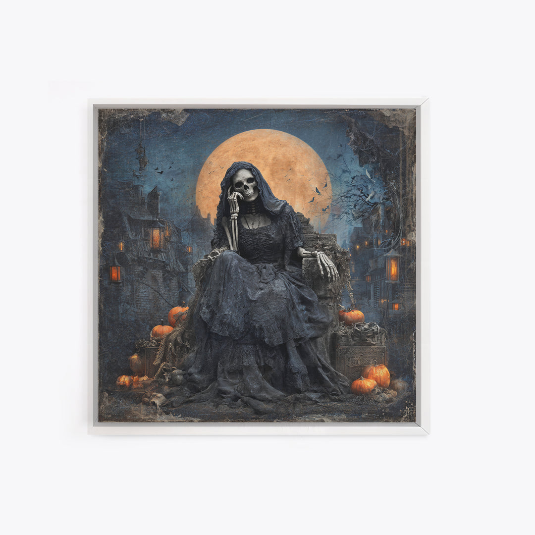 The Necromancer Queen, Square Wall Art, Spooky Home Decor, Canvas Print, Halloween Wall Decor, Gothic Home Decor, Dark Fantasy Art