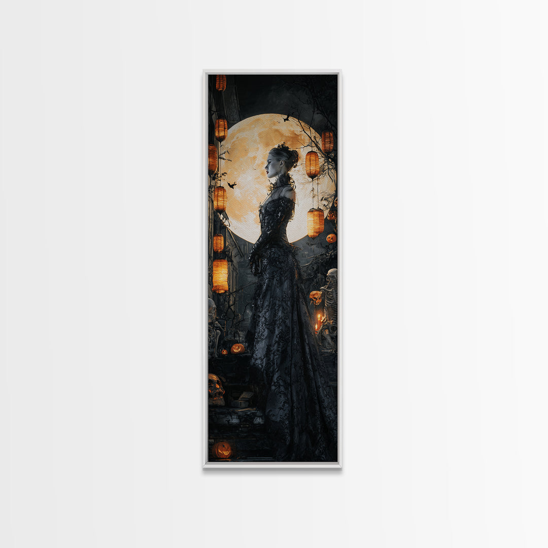 The Necromancer Queen, Tall Narrow Wall Art, Spooky Home Decor, Canvas Print, Halloween Wall Decor, Gothic Home Decor, Seasonal Home Decor