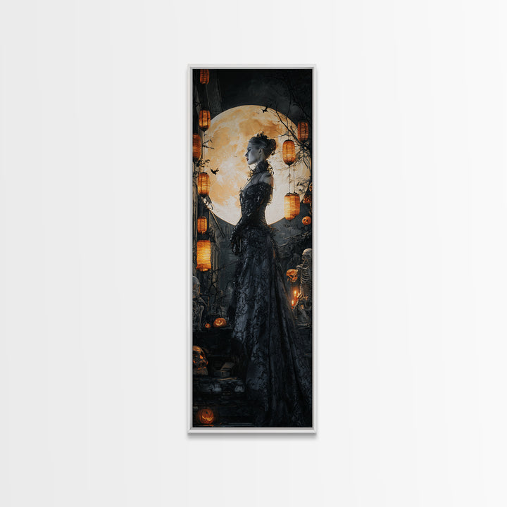 The Necromancer Queen, Tall Narrow Wall Art, Spooky Home Decor, Canvas Print, Halloween Wall Decor, Gothic Home Decor, Seasonal Home Decor