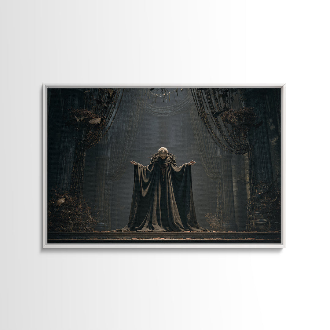The Bat Prince, Landscape Wall Art, Gothic Horror Wall Art, Framed Canvas Print, Halloween Wall Decor, Gothic Home Decor, Halloween Decor