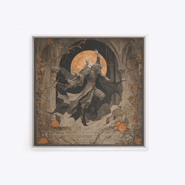 The Bat Prince, Square Wall Art, Macabre Wall Art, Framed Canvas Print, Halloween Wall Decor, Gothic Home Decor, Statement Wall Art