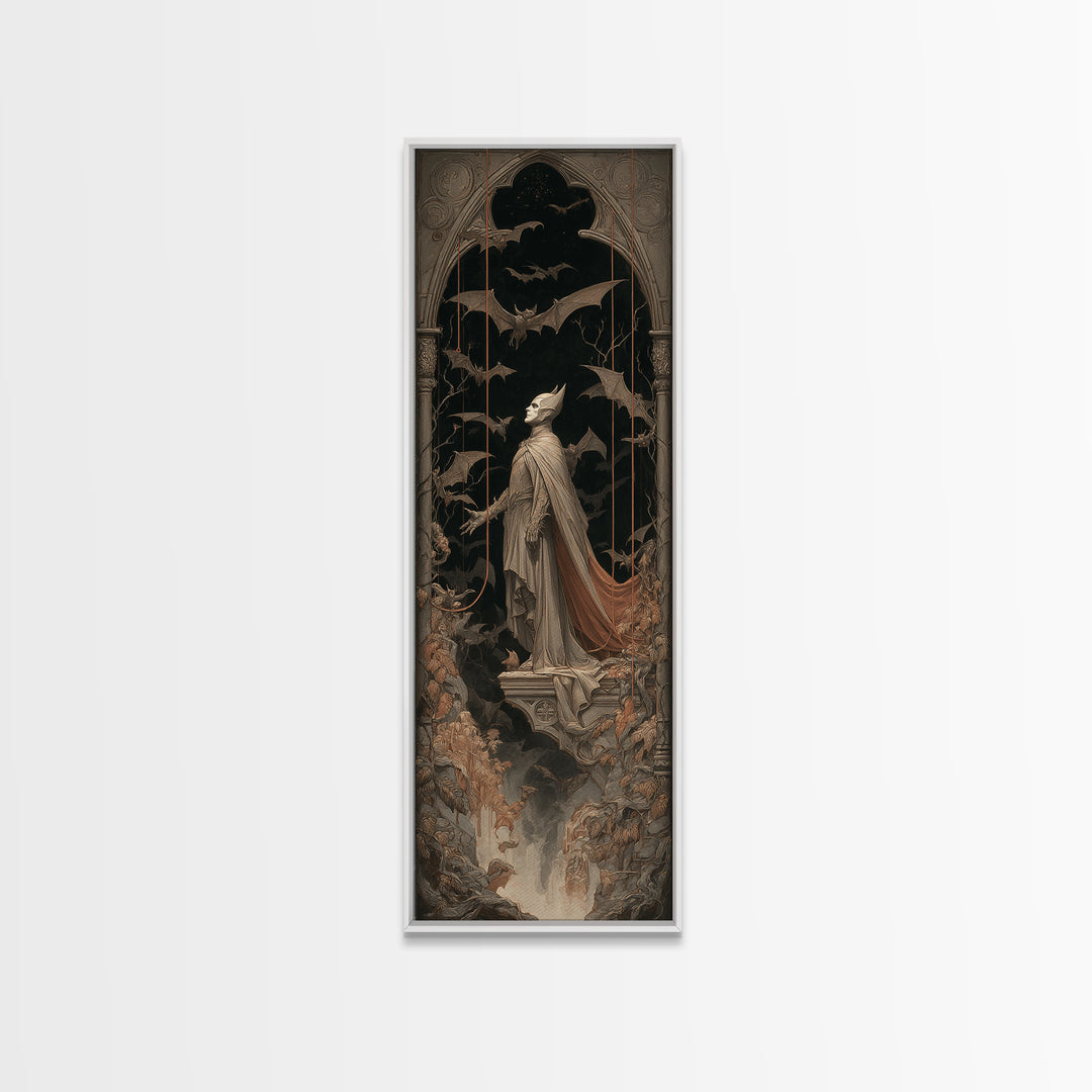 The Bat Prince, Tall Narrow Wall Art, Dark Halloween Decor, Canvas Print, Halloween Wall Decor, Gothic Home Decor, Collectible Wall Decor