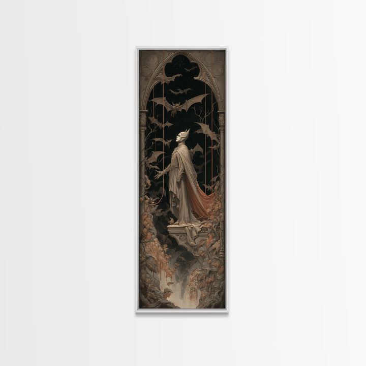 The Bat Prince, Tall Narrow Wall Art, Dark Halloween Decor, Canvas Print, Halloween Wall Decor, Gothic Home Decor, Collectible Wall Decor