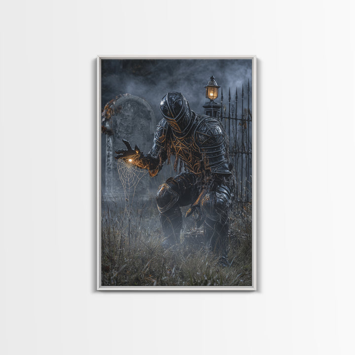 The Spider Knight, Vertical Wall Art, Spooky Home Decor, Canvas Print, Halloween Wall Decor, Gothic Home Decor, Halloween Wall Art