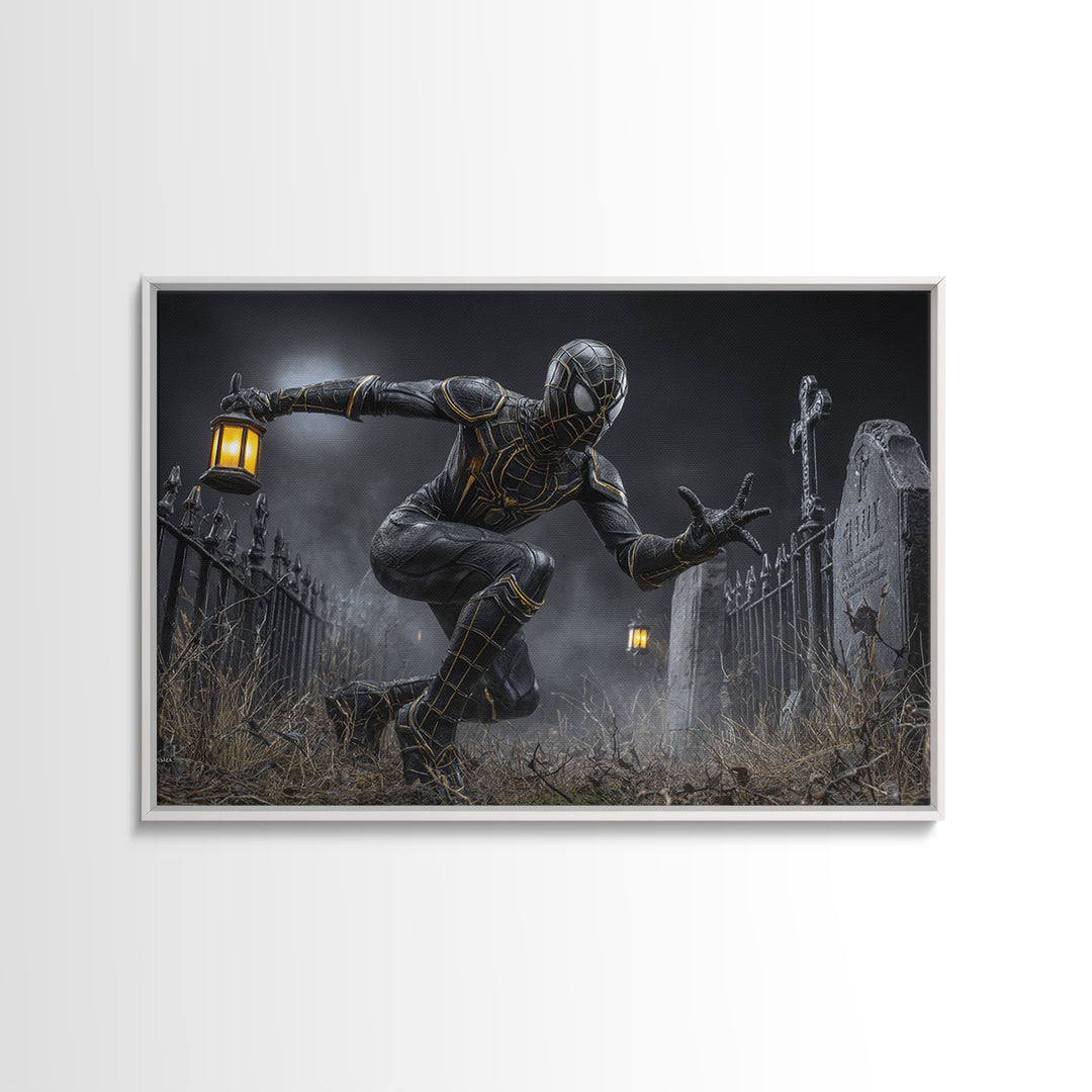 The Spider Knight, Landscape Wall Art, Haunted Gothic Art, Framed Canvas Print, Halloween Wall Decor, Gothic Home Decor, Horror Wall Art