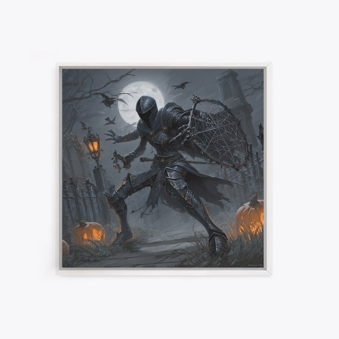 The Spider Knight, Square Wall Art, Macabre Wall Art, Framed Canvas Print, Halloween Wall Decor, Gothic Home Decor, Horror Wall Art