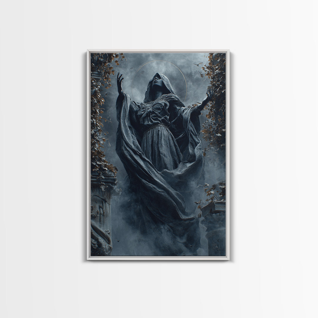 The Moon Priestess, Vertical Wall Art, Dark Fantasy Wall Art, Canvas Print, Halloween Wall Decor, Gothic Home Decor, Spooky Wall Decor