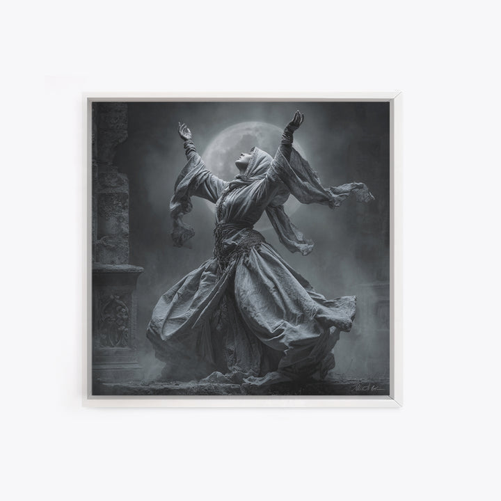 The Moon Priestess, Square Wall Art, Macabre Wall Art, Framed Canvas Print, Halloween Wall Decor, Gothic Home Decor, Dark Fantasy Art