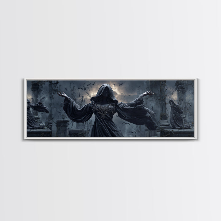 The Moon Priestess, Extra Wide Wall Art, Dark Halloween Decor, Canvas Print, Halloween Wall Decor, Gothic Home Decor, Dark Fantasy Art