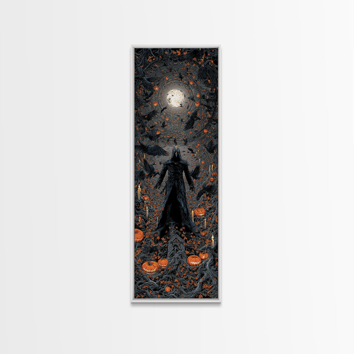 The Crow-Masked Assassin, Tall Narrow Wall Art, Spooky Home Decor, Canvas Print, Halloween Wall Decor, Gothic Home Decor, Macabre Wall Art