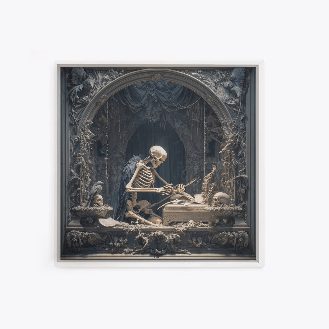 The Bone Sculptor, Square Wall Art, Dark Fantasy Wall Art, Canvas Print, Halloween Wall Decor, Gothic Home Decor, Collectible Wall Decor