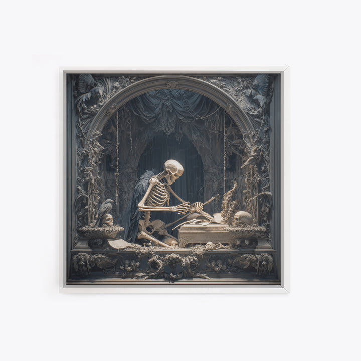 The Bone Sculptor, Square Wall Art, Dark Fantasy Wall Art, Canvas Print, Halloween Wall Decor, Gothic Home Decor, Collectible Wall Decor