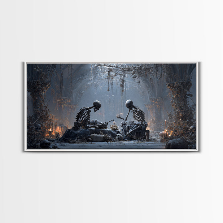 The Bone Sculptor, Wide Panoramic Art, Dark Fantasy Wall Art, Canvas Print, Halloween Wall Decor, Gothic Home Decor, Dark Fantasy Art