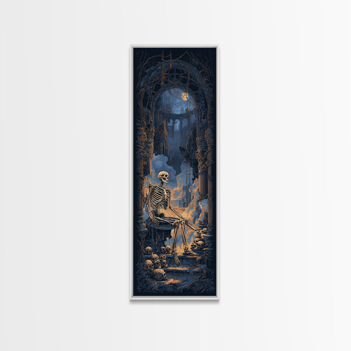 The Bone Sculptor, Tall Narrow Wall Art, Dark Fantasy Wall Art, Canvas Print, Halloween Wall Decor, Gothic Home Decor, Halloween Decor