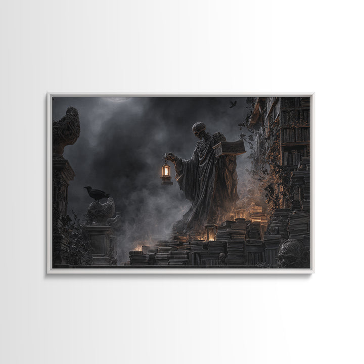 The Crypt Librarian, Landscape Wall Art, Dark Fantasy Wall Art, Canvas Print, Halloween Wall Decor, Gothic Home Decor, Spooky Wall Decor