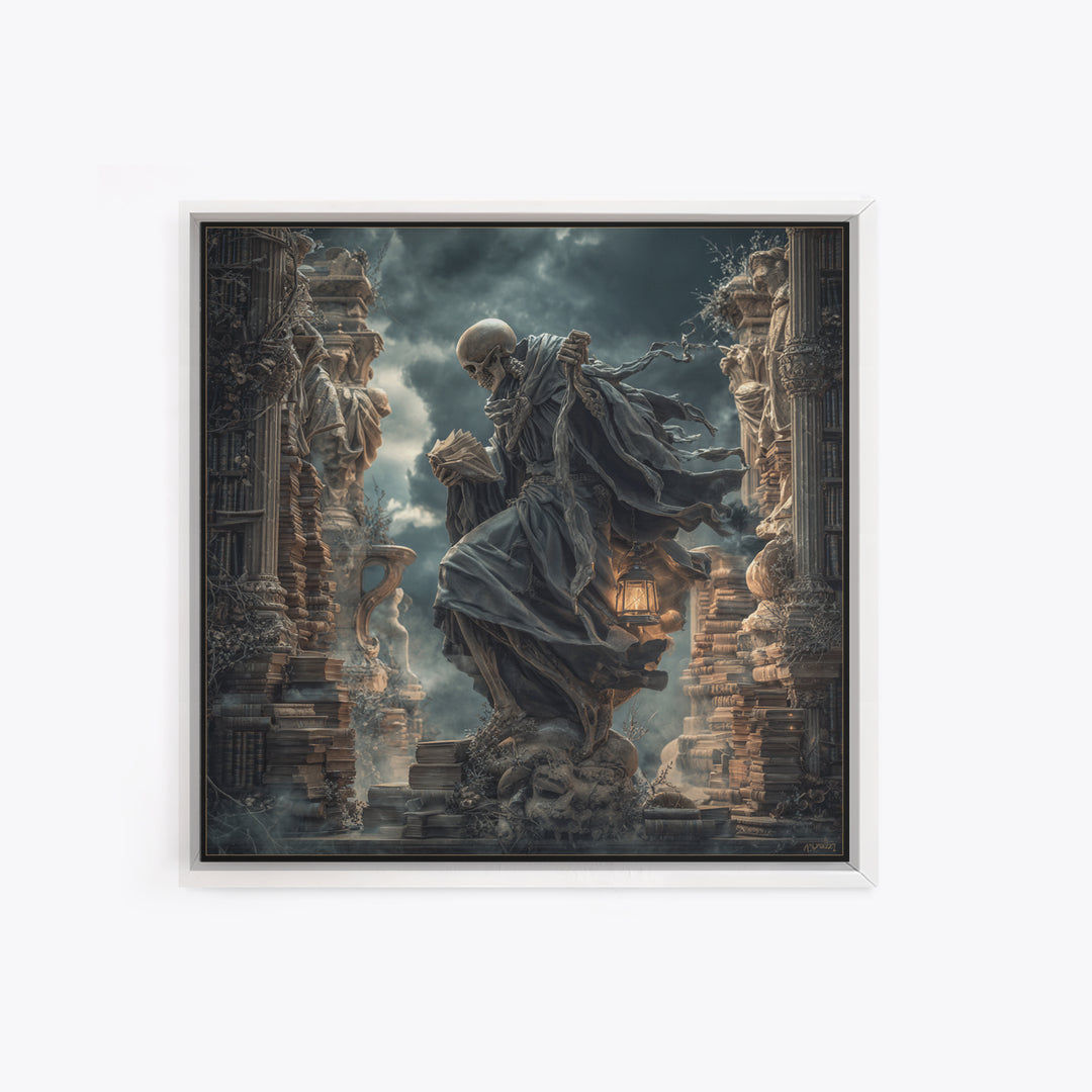 The Crypt Librarian, Square Wall Art, Dark Halloween Decor, Canvas Print, Halloween Wall Decor, Gothic Home Decor, Spooky Wall Decor