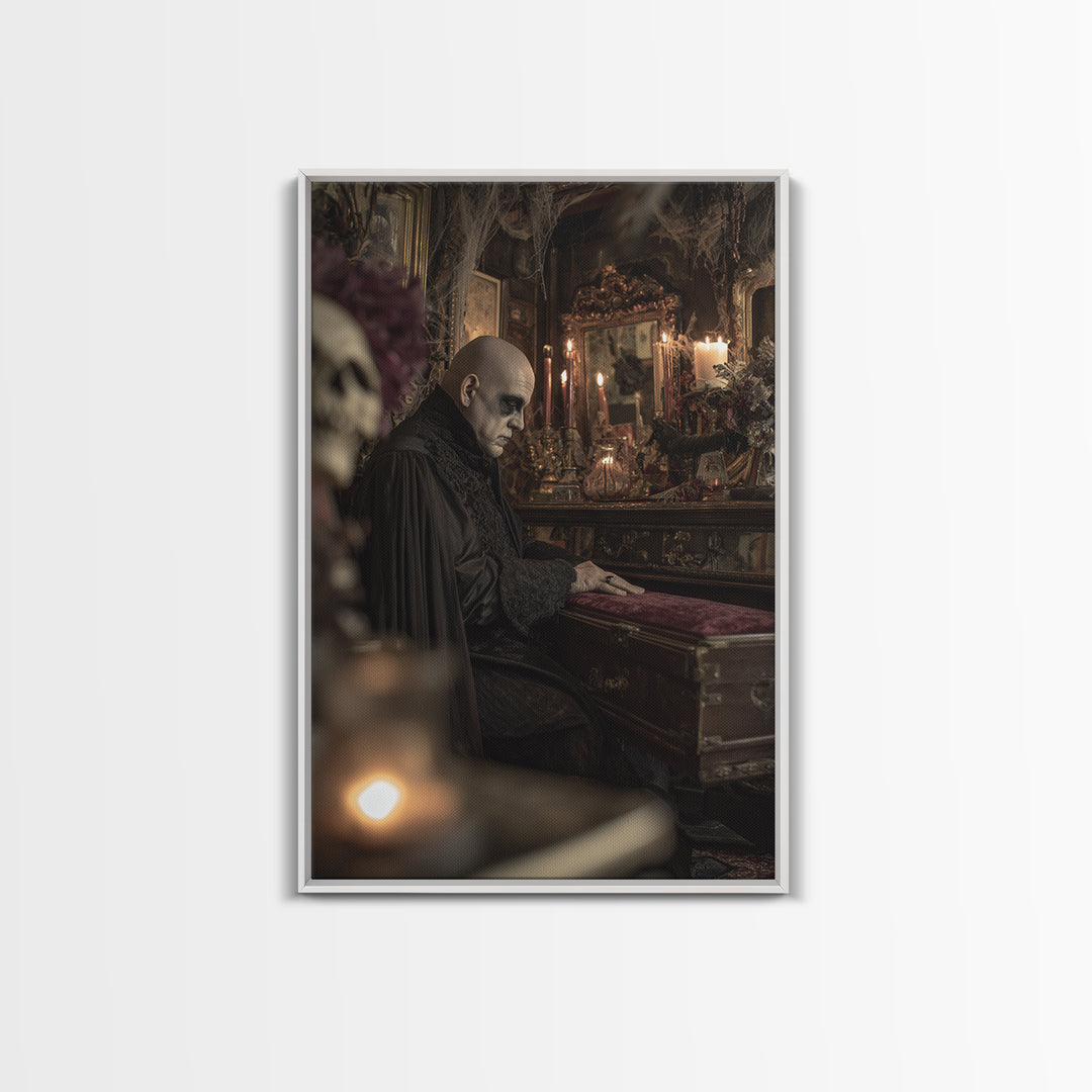 The Royal Coffin Maker, Vertical Wall Art, Haunted Gothic Art, Framed Canvas Print, Halloween Wall Decor, Gothic Home Decor