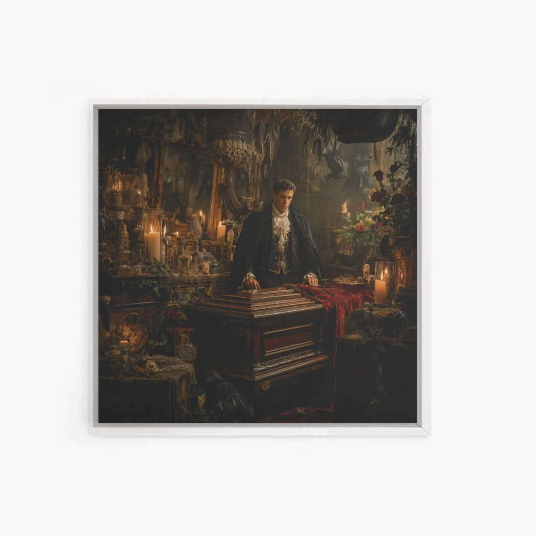 The Royal Coffin Maker, Square Wall Art, Spooky Home Decor, Canvas Print, Halloween Wall Decor, Gothic Home Decor, Seasonal Home Decor