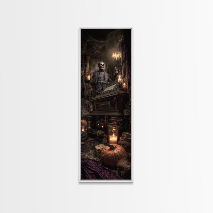 The Royal Coffin Maker, Tall Narrow Wall Art, Spooky Home Decor, Canvas Print, Halloween Wall Decor, Gothic Home Decor, Spooky Wall Decor