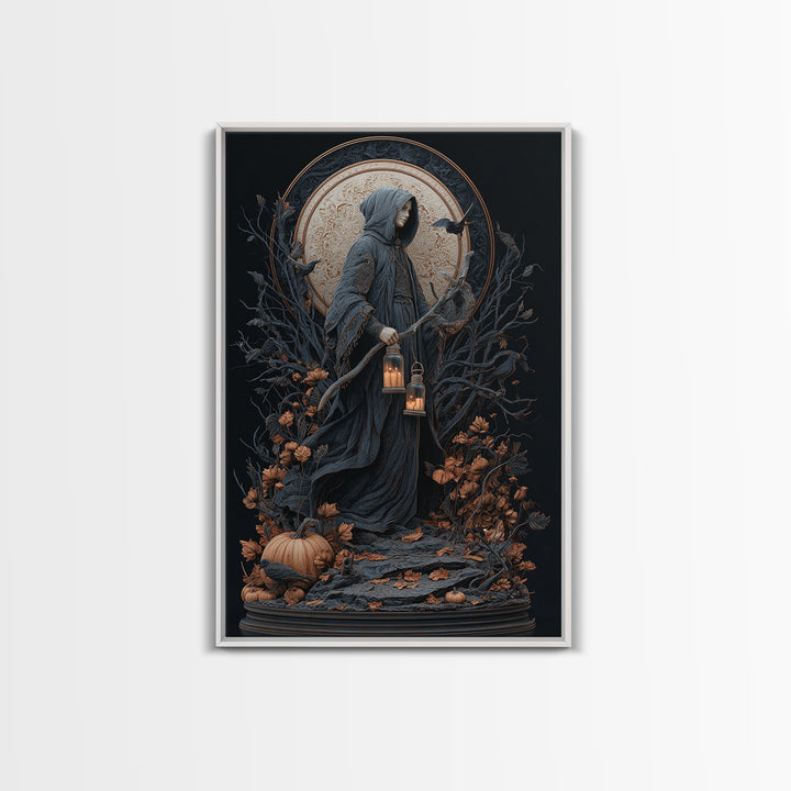 The Soul Collector, Vertical Wall Art, Haunted Gothic Art, Framed Canvas Print, Halloween Wall Decor, Gothic Home Decor, Statement Wall Art