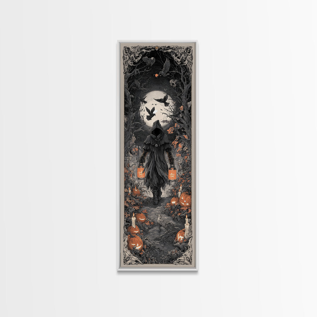 The Soul Collector, Tall Narrow Wall Art, Gothic Horror Wall Art, Framed Canvas Print, Halloween Wall Decor, Gothic Home Decor