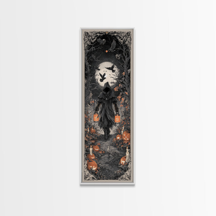 The Soul Collector, Tall Narrow Wall Art, Gothic Horror Wall Art, Framed Canvas Print, Halloween Wall Decor, Gothic Home Decor